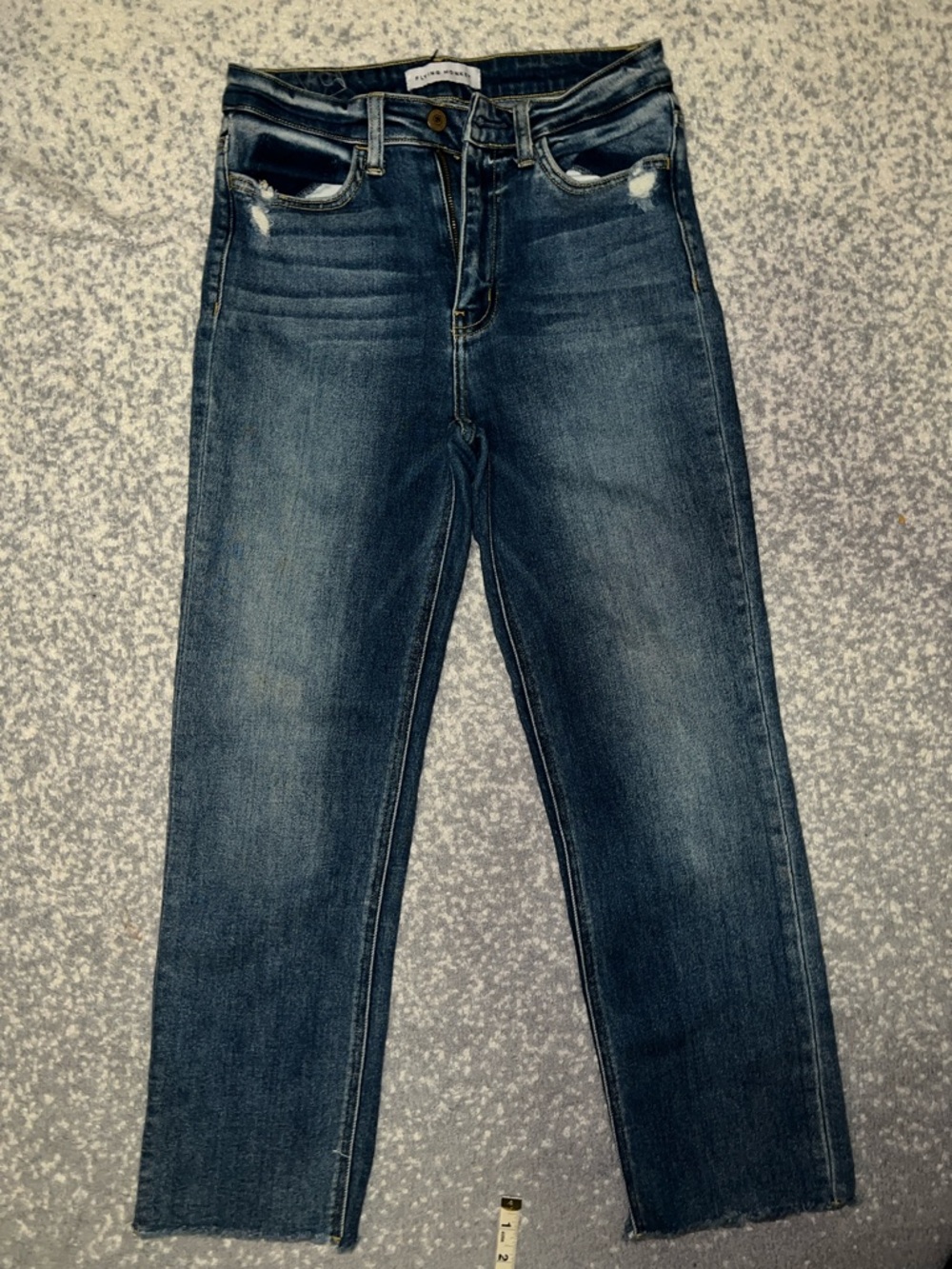 Flying Monkey Dark Wash Straight Leg Jeans Distressed size 26